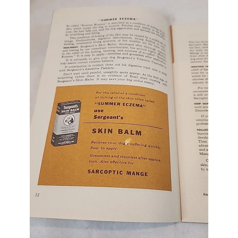 Vintage 1940s Small Sergeant's Dog Care &‎ Product Book Great For Junk Journals